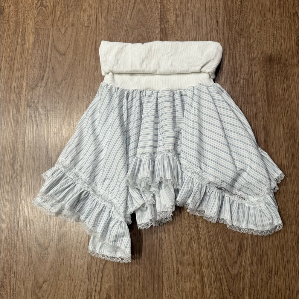 Chic Asymmetrical White and Gray Women's Skirt - Picture 5 of 6